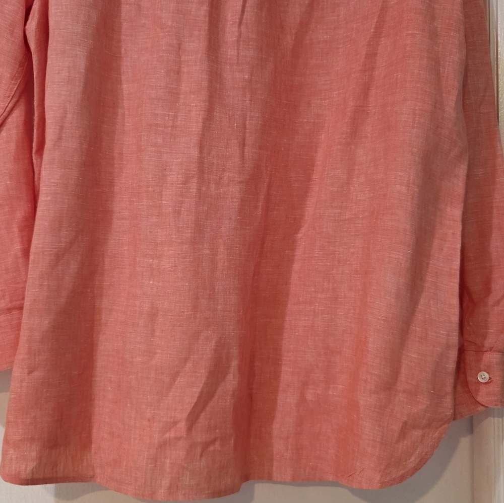Women's J. McLaughlin Coral Rose Britt Linen Blouse, Size L - Picture 12 of 14